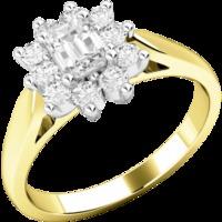 an elegant emerald cut diamond cluster ring in 18ct yellow white gold