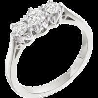 An elegant Round Brilliant Cut three stone diamond ring in platinum