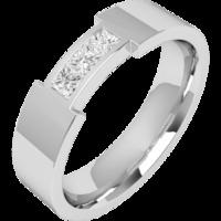 An eye catching Princess Cut diamond set mens ring in platinum