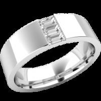 an elegant baguette cut diamond set mens ring in 18ct white gold