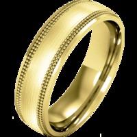 An eye catching mill-grained mens ring in 18ct yellow gold