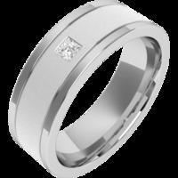 An elegant Princess Cut diamond set mens ring in 18ct white gold