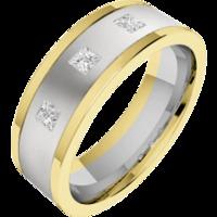 an eye catching princess cut diamond set mens ring in 18ct white yello ...