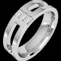 An eye catching Baguette Cut diamond set mens ring in platinum