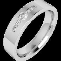An eye catching Baguette & Round Brilliant Cut diamond set mens ring in 18ct white gold