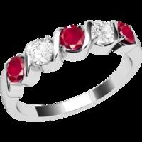 an elegant five stone ruby diamond eternity ring in 18ct white gold