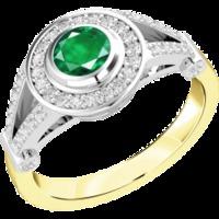 An elegant emerald & diamond cocktail ring in 18ct yellow & white gold