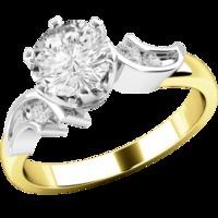 an elegant round brilliant cut diamond ring with shoulder stones in 18 ...