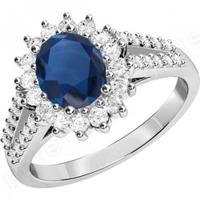 An elegant sapphire & diamond cluster style ring in 18ct white gold