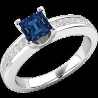 an elegant square cut sapphire and diamond ring with shoulder stones i ...