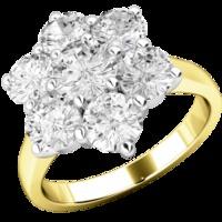 An elegant Round Brilliant Cut cluster diamond ring in 18ct yellow & white gold