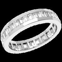 An elegant Baguette Cut diamond set ladies wedding ring in 18ct white gold