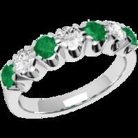 An elegant Round Brilliant Cut emerald & diamond eternity ring in 18ct white gold