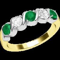 An elegant five stone emerald & diamond eternity ring in 18ct yellow & white gold