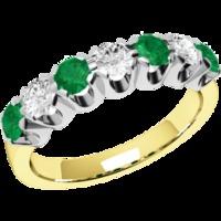 an elegant round brilliant cut emerald diamond eternity ring in 9ct ye ...