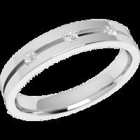 An elegant Princess Cut diamond set ladies wedding ring in palladium