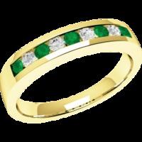 an elegant round brilliant cut emerald diamond eternity ring in 18ct y ...