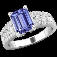 An elegant tanzanite & Round Brilliant Cut tanzanite & diamond ring in platinum