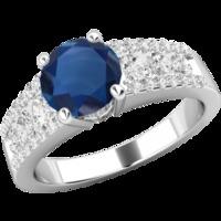 An elegant Round Cut sapphire & diamond ring in platinum