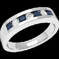 an elegant round brilliant cut sapphire diamond eternity ring in 9ct w ...