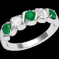 an elegant five stone emerald diamond eternity ring in 18ct white gold