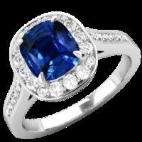 An elegant sapphire & diamond cluster style ring in platinum