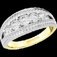 An eye catching Round Brilliant Cut dress diamond ring in 18ct yellow & white gold