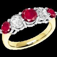 an elegant round brilliant cut ruby diamond eternity ring in 18ct yell ...