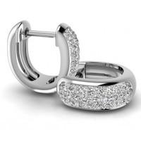 An elegant pair of Round Brilliant Cut diamond hoop earrings in 18ct white gold