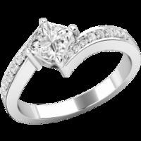 an eye catching princess cut diamond ring with shoulder stones in 18ct ...