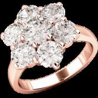 An elegant Round Brilliant Cut cluster diamond ring in 18ct rose gold