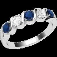 An elegant five stone sapphire & diamond eternity ring in platinum