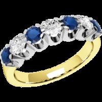 An elegant Round Brilliant Cut sapphire & diamond eternity ring in 18ct yellow & white gold