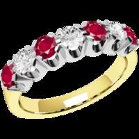 An elegant Round Brilliant Cut ruby & diamond eternity ring in 18ct yellow & white gold