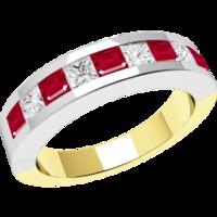 An elegant ruby & diamond eternity ring in 18ct yellow & white gold