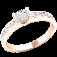 An elegant Round Brilliant Cut diamond ring with shoulder stones in 18ct rose gold