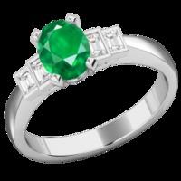 An exquisite Emerald & diamond ring in 18ct white gold