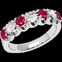 An elegant Round Brilliant Cut ruby & diamond eternity ring in 18ct white gold