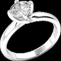 an elegant round brilliant cut solitaire diamond ring in 18ct white go ...