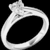 An elegant Pear Shaped solitaire diamond ring in 18ct white gold