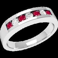 an elegant round brilliant cut ruby diamond eternity ring in 18ct whit ...