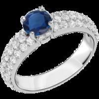 an elegant sapphire ring with diamond shoulder stones in 18ct white go ...