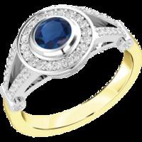 An elegant sapphire & diamond cocktail ring in 18ct yellow & white gold