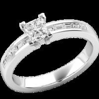 an elegant princess cut diamond ring with baguette cut diamond shoulde ...