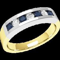 An elegant Round Brilliant Cut sapphire & diamond eternity ring in 18ct yellow & white gold