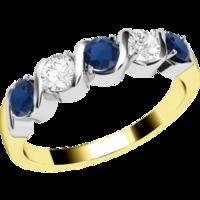 An elegant five stone sapphire & diamond eternity ring in 9ct yellow & white gold