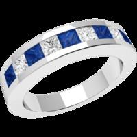 An elegant sapphire & diamond eternity ring in 18ct white gold