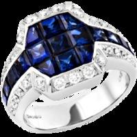 an elegant sapphire diamond cluster style ring in 18ct white gold