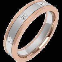 An elegant ladies diamond set wedding ring in 18ct white & rose gold