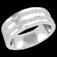 An elegant double row diamond set ladies wedding ring in 18ct white gold
